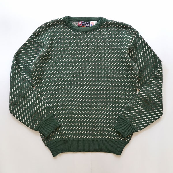 ビンガムトンニッティング BINGHAMTON KNITTING クルーネックコットンニット Birds Eye Crew Green