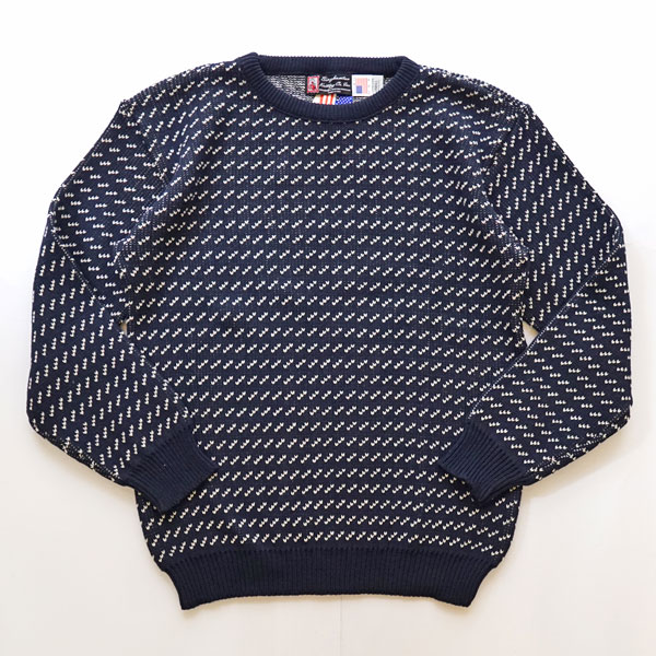 ビンガムトンニッティング BINGHAMTON KNITTING クルーネックコットンニット Birds Eye Crew Navy