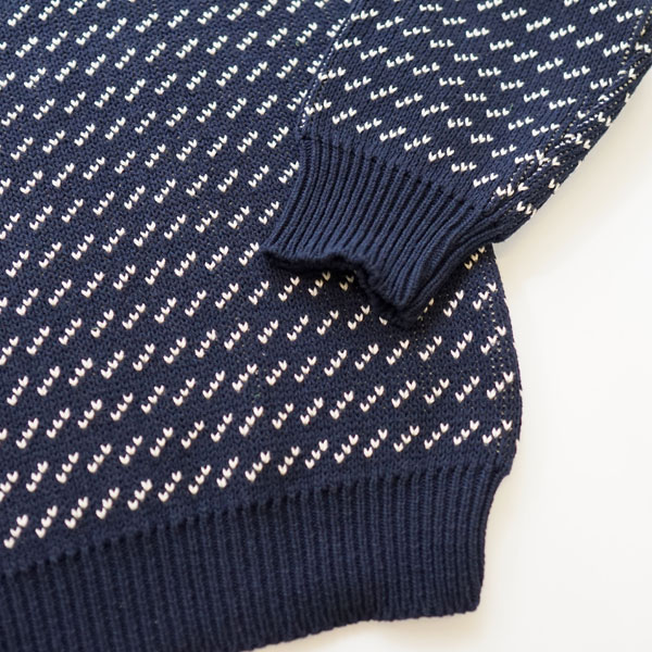 ビンガムトンニッティング BINGHAMTON KNITTING クルーネックコットンニット Birds Eye Crew Navy
