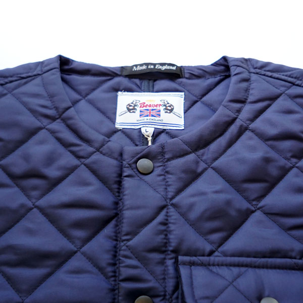 ビーバーオブボルトン BEAVER OF BOLTON キルティング カラーレスベスト Quilting vest Dark Navy