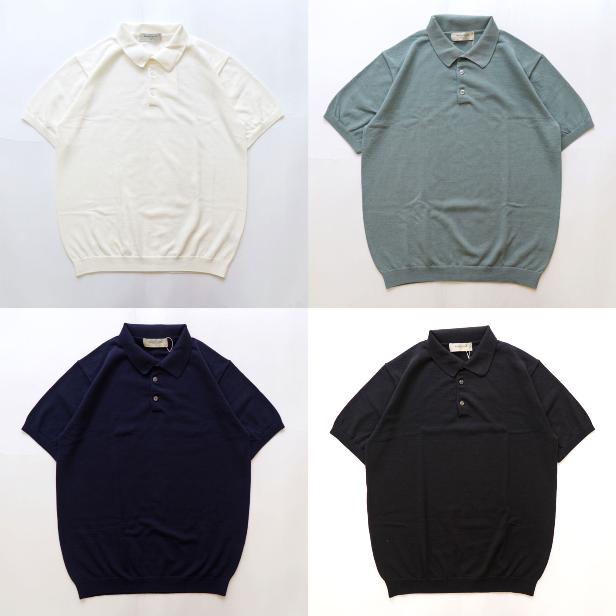MOONCASTLE ブラック　Ｌサイズ　ポロシャツ MOONCASTLE（ムーンキャッスル） ICE COTTON SKIPPER POLO NECK