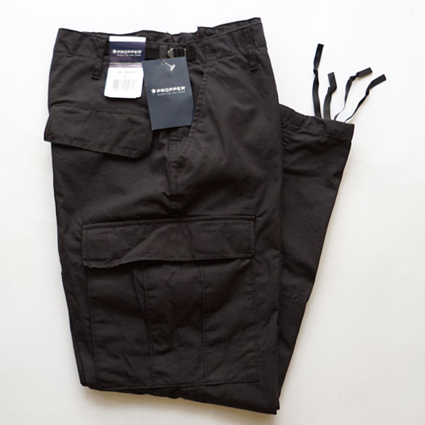 プロッパー PROPPER コットンリップストップ カーゴパンツ BDU TROUSER BUTTON FLY R/S 100% COTTON  F5201 BLACK ワンウォッシュ加工済み