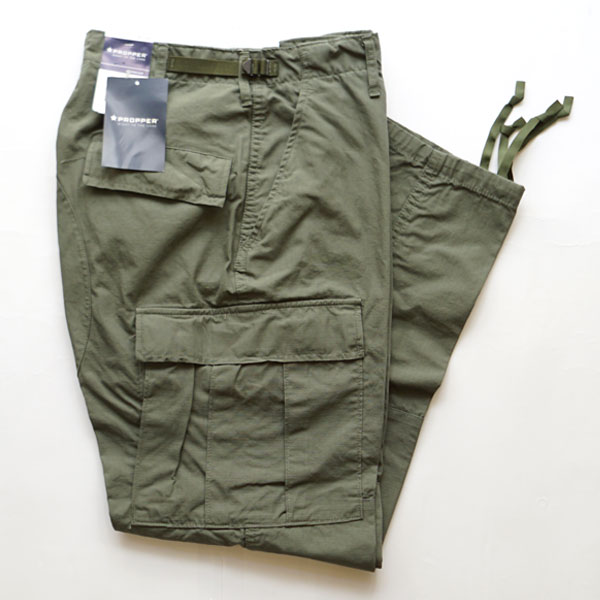 プロッパー PROPPER コットンリップストップ カーゴパンツ BDU TROUSER BUTTON FLY R/S 100% COTTON  F5201 OLIVE ワンウォッシュ加工済み